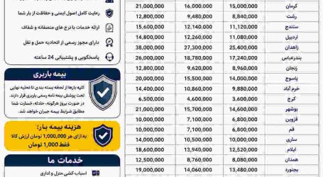 نرخ کرایه خاور بین شهری